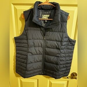Lands' End New Womens 600 FP Allied Feather Down Navy Blue Vest XL Petite